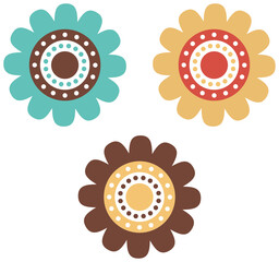 3 Colorful Dotted Flower Illustrations 