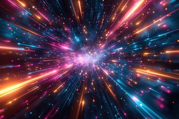 Obraz premium Abstract background, light speed effect, swirling light streaks radiating vortex, digital wallpapers