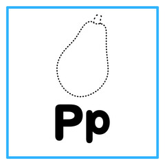 tracing papaya alfabet p illustration © Rahmatullah