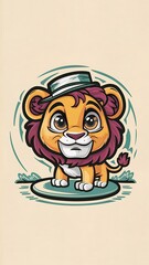 Cute lion Cartoon Vector Icon Illustration
