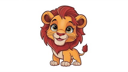 Obraz premium Cute lion Cartoon Vector Icon Illustration