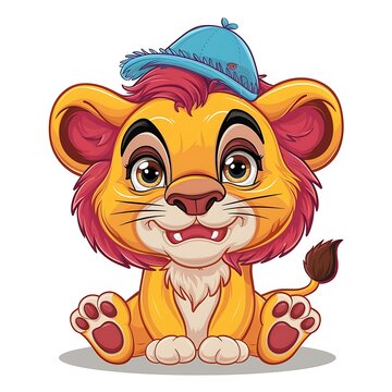 Cute lion Cartoon Vector Icon Illustration