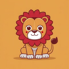 Fototapeta premium Cute lion Cartoon Vector Icon Illustration