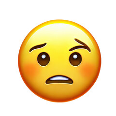 Fototapeta premium Worried emoji face with anxious expression isolated on white background