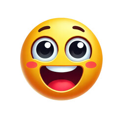 Fototapeta premium Happy smiling emoji face isolated on white background