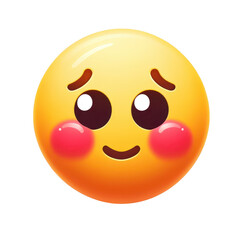 Fototapeta premium Shy emoji face with blushing cheeks isolated on white background