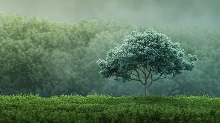 Little tree on the grass with morning light and bokeh background.