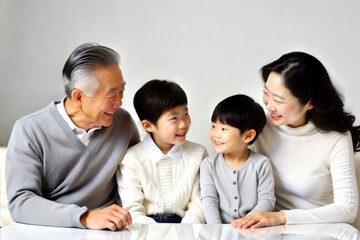 Asian Family Discussing Life Insurance Options	
