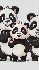 Obraz premium Cute Panda Cartoon Vector Icon Illustration