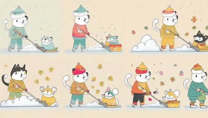 The Dogs are clearing the snow