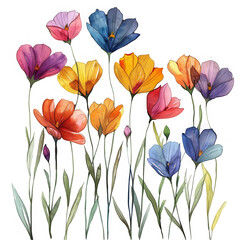 Watercolor painting of colorful flowers.
