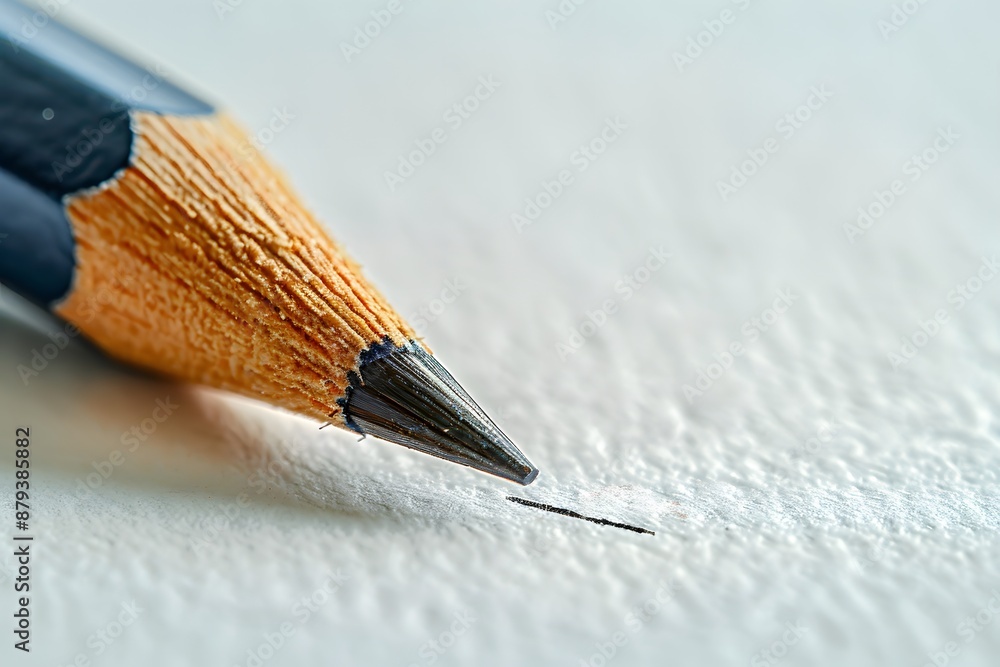 Poster Close-Up of a Sharpened Pencil Tip Drawing a Line on Paper