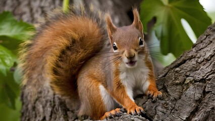 Fototapeta premium Cute red squirrel wallpaper