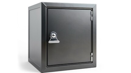 Closed safe box isolated on white background
