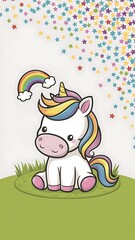 Obraz premium Cute unicorn Cartoon Vector Icon Illustration
