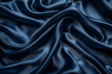 Fototapeta premium Luxurious Dark Blue Silk Fabric with Elegant Folds