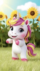 Naklejka premium Cute unicorn Cartoon Vector Icon Illustration