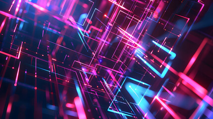 Fototapeta premium Abstract technological concept with neon lines, digital grids, and futuristic elements, perfect for innovation and tech themes.
