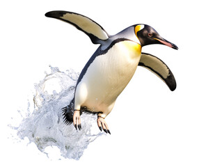 Obraz premium a penguin jumping out of water