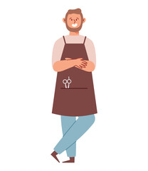 hairdresser man wearing apron