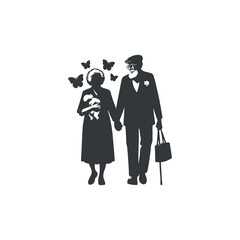Grandparent silhouette Clip art vector illustration