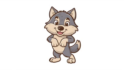 Fototapeta premium Cute Wolf Cartoon Vector Icon Illustration