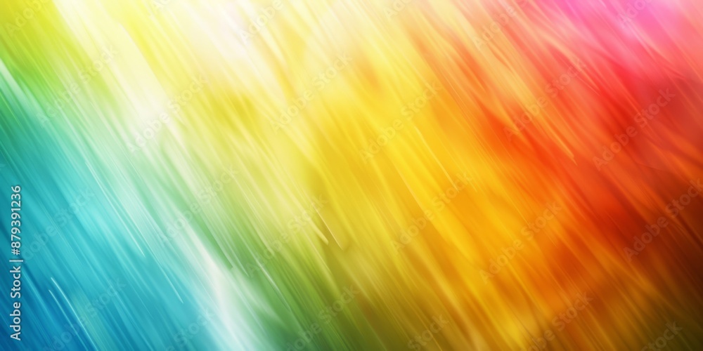 Poster the background is dynamic and colorful with a vibrant rainbow gradient and a motion blur effect, vis
