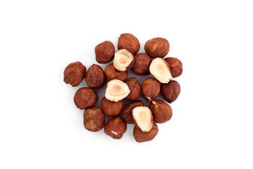 Hazelnut isolated on white background.