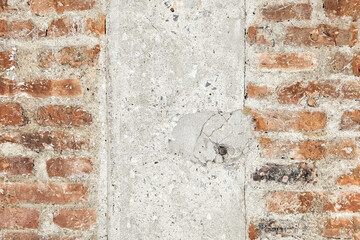 Steel bar in brick wall background.