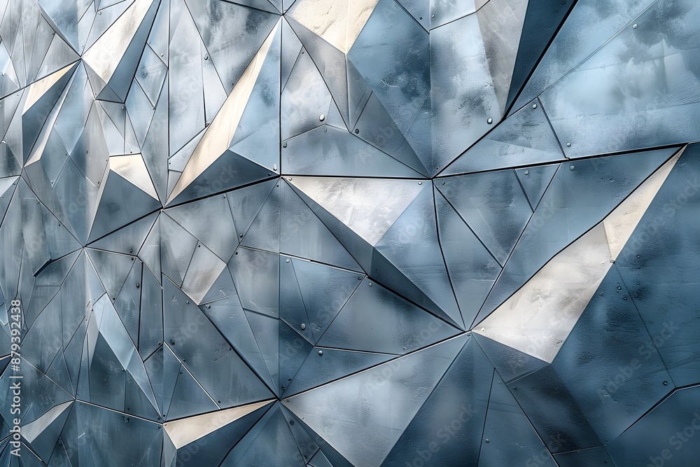 Poster abstract geometric metal wall with triangular patterns