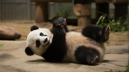Fototapeta premium Giant panda cub wallpaper