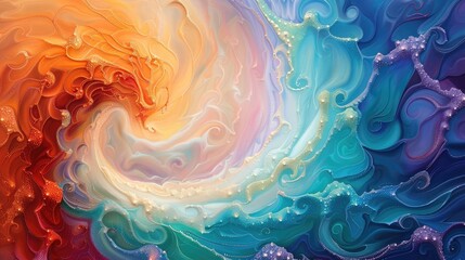 Abstract representation of chest pain with swirling colors and patterns, symbolic of acid reflux, artistic and striking