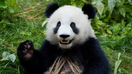 Fototapeta premium Giant panda cub wallpaper