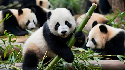 Obraz premium Giant panda cub wallpaper
