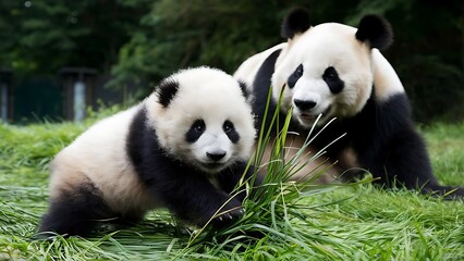 Obraz premium Giant panda cub wallpaper