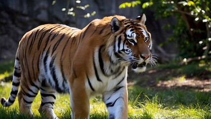 Fototapeta premium Great tiger male in the nature habitat wallpaper