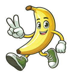 Cute Cartoon healthy banana fruit character giving a thumbs up ,colorful vector illustration, isolated on white backgroundillustration  isolated on white 