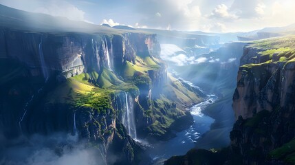 The majestic gorge with sheer cliffs reaching img