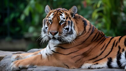 Obraz premium Great tiger male in the nature habitat wallpaper