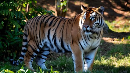 Obraz premium Great tiger male in the nature habitat wallpaper