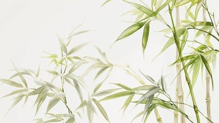 Fototapeta premium Oriental landscape with green bamboo trees.