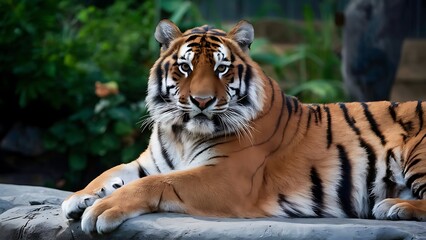 Obraz premium Great tiger male in the nature habitat wallpaper