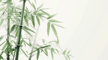 Oriental landscape with green bamboo trees.