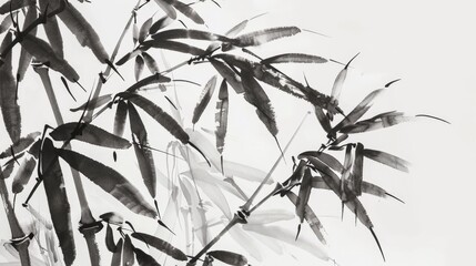Oriental landscape with green bamboo trees.