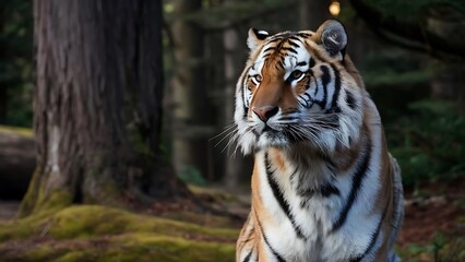 Fototapeta premium Great tiger male in the nature habitat wallpaper
