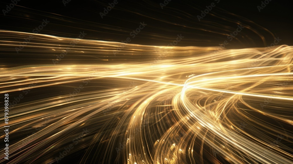 Poster vibrant golden light waves and sparkles create a mesmerizing abstract background perfect for digital
