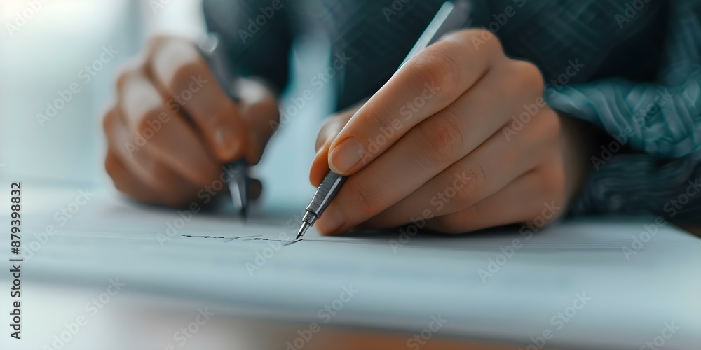 Poster laptop with esignature technology for digitally signing documents verifying intent. concept electron