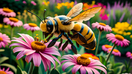Robot Bee. An intelligent robot bee pollinates flowers
