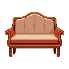 Illustration red sofa isolated on white