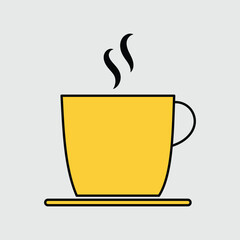 Coffee cup icon symbol. Tea cup with steam logo. Coffee cup icon isolated on grey background. Tea cup. Hot drink coffee. Vector illustration. Eps file 70.